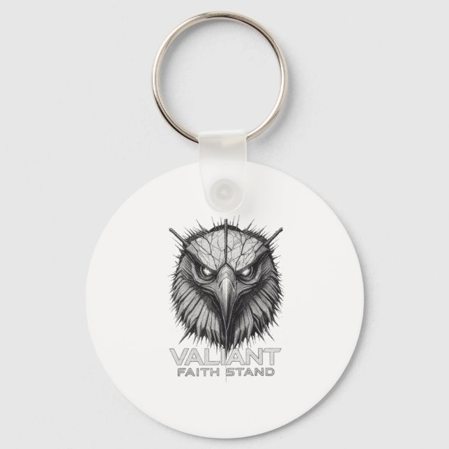 Valiant Faith Stand Eagle Christian Courage Streng Key Ring (Front)