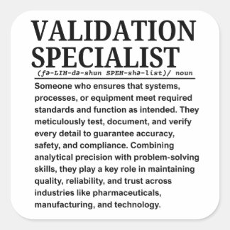 Validation specialist square sticker