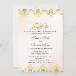 Valima Ceremony Wedding Invitation Damask