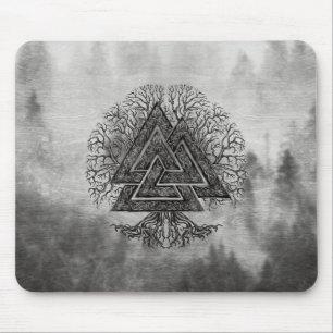 Valknut and Tree of Life Yggdrasil Mouse Mat