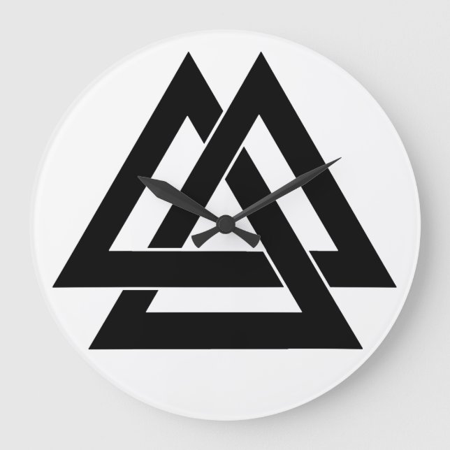 Valknut - Black Large Clock (Front)