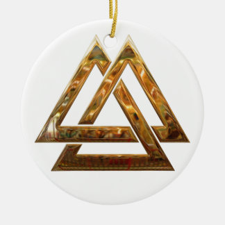 Valknut - gold ceramic tree decoration
