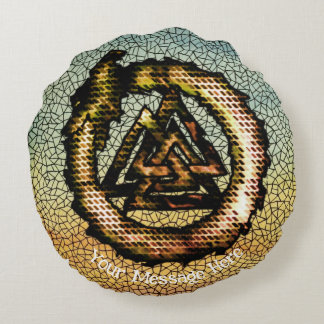 Valknut (Ouroboros) Round Cushion