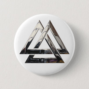 Valknut - silver 6 cm round badge