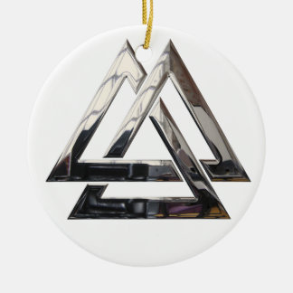 Valknut - silver ceramic tree decoration