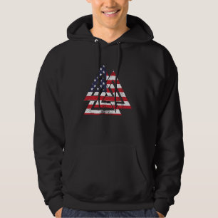 Valknut Symbol America Usa Flag Patriotic Viking W Hoodie