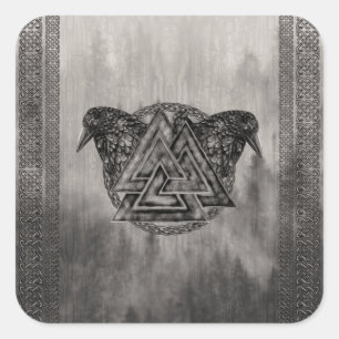 Valknut Symbol and Ravens Square Sticker