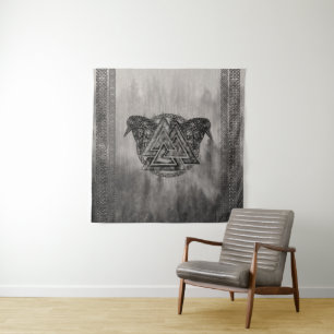 Valknut Symbol and Ravens Tapestry