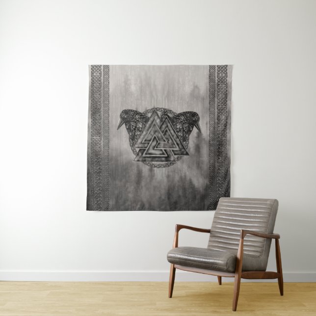 Valknut Symbol and Ravens Tapestry (In Situ)