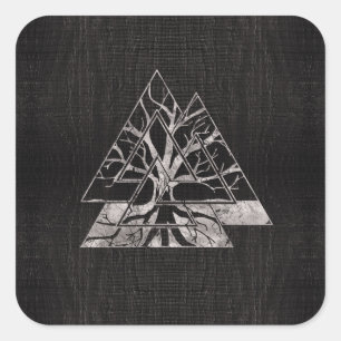 Valknut Symbol and Tree of life  -Yggdrasil Square Sticker