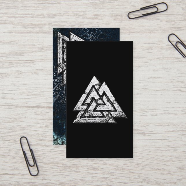 Valknut~ (Wavy) Business Card (Front/Back In Situ)