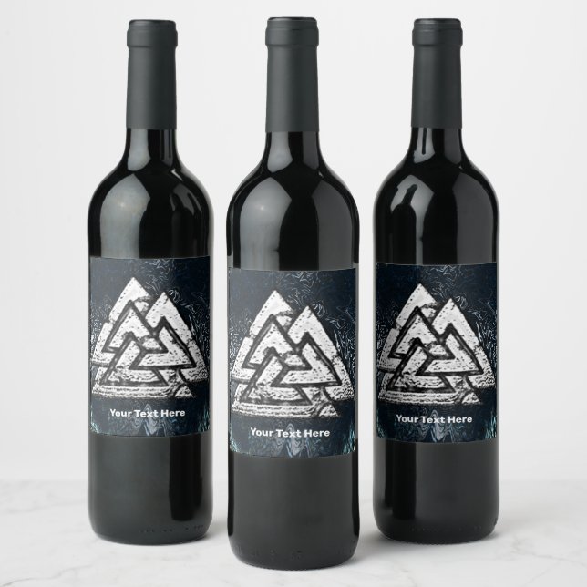 Valknut~ (Wavy) Wine Label (Bottles)