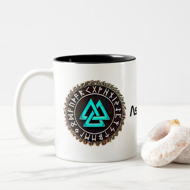 Valknut (Winding) Two-Tone Coffee Mug (With Donut)
