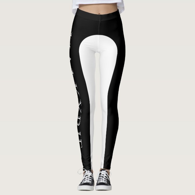 Valkyrie Brand Leggings - Black and White (Front)