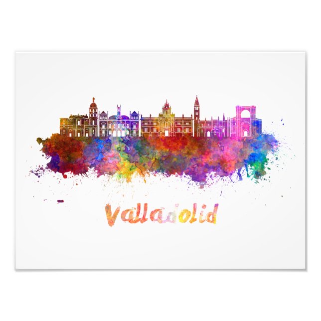 Valladolid skyline in watercolor photo print (Front)
