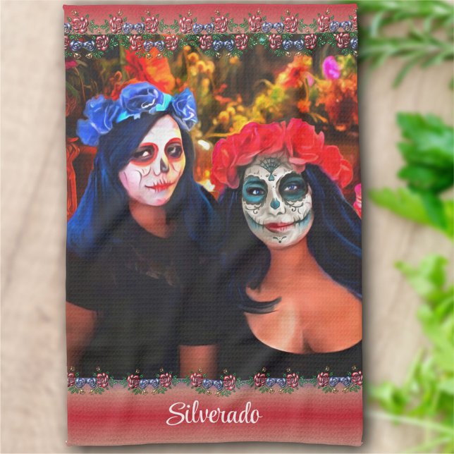 Vallarta Catrinas with Flowers & Candles 1718 Tea Towel (Creator Uploaded)