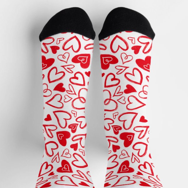 Vallentines day socks. Crazy fun red hearts Socks (Top)