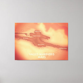 Valles marineris Mars map Canvas Print