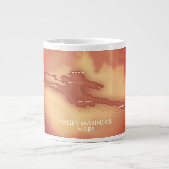 Valles marineris Mars map Large Coffee Mug (Front)