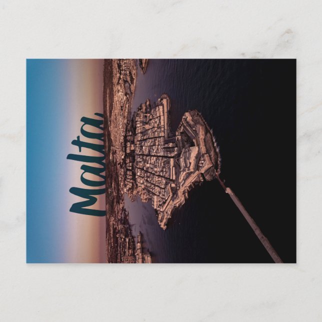 Valletta City Malta Aerial Photography Postcard (Front)