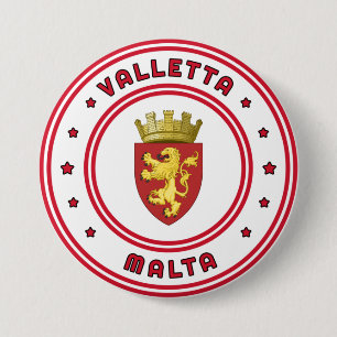 Valletta Coat of Arms, Malta 7.5 Cm Round Badge