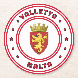 Valletta Coat of Arms, Malta Round Paper Coaster