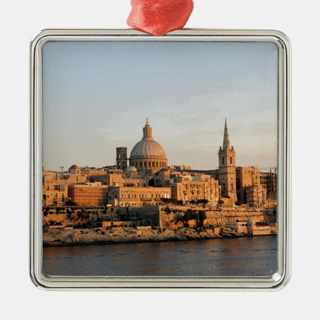 Valletta, Malta at dusk Metal Tree Decoration (Front)