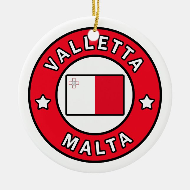 Valletta Malta Ceramic Tree Decoration (Front)