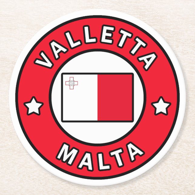 Valletta Malta Round Paper Coaster (Front)