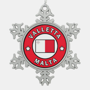 Valletta Malta Snowflake Pewter Christmas Ornament