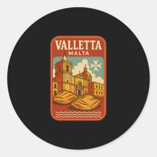 Valletta Malta Souvenir Maltese Food And Travel De Classic Round Sticker
