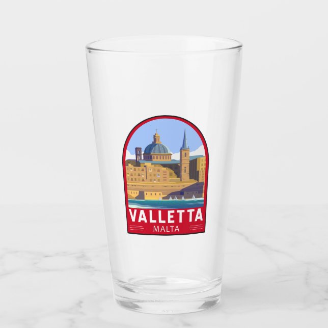 Valletta Malta Travel Vintage Art Glass (Front)