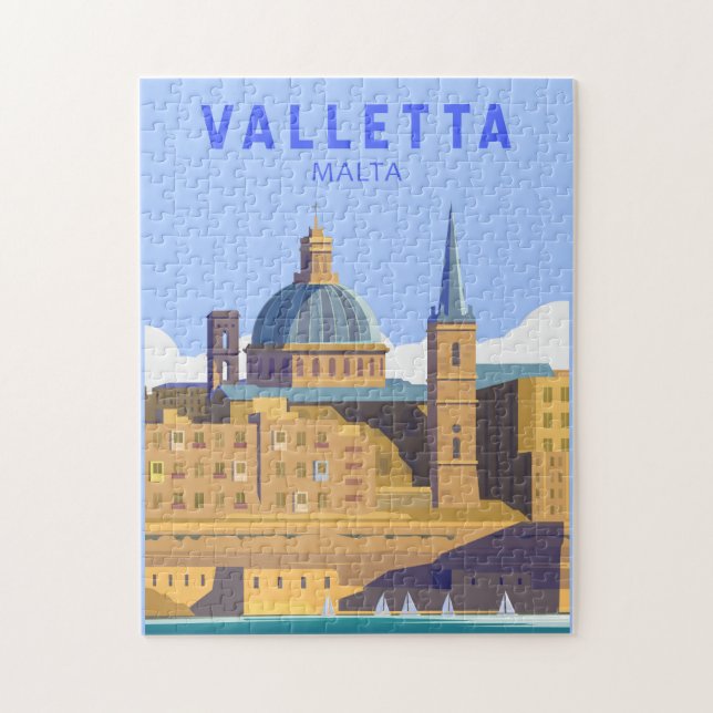 Valletta Malta Travel Vintage Art Jigsaw Puzzle (Vertical)