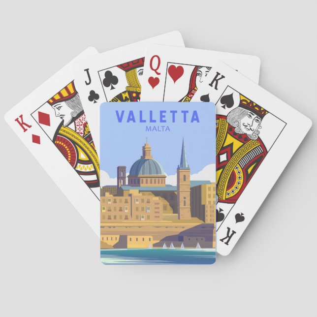 Valletta Malta Travel Vintage Art Playing Cards (Back)