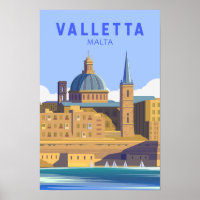 Valletta Malta Travel Vintage Art