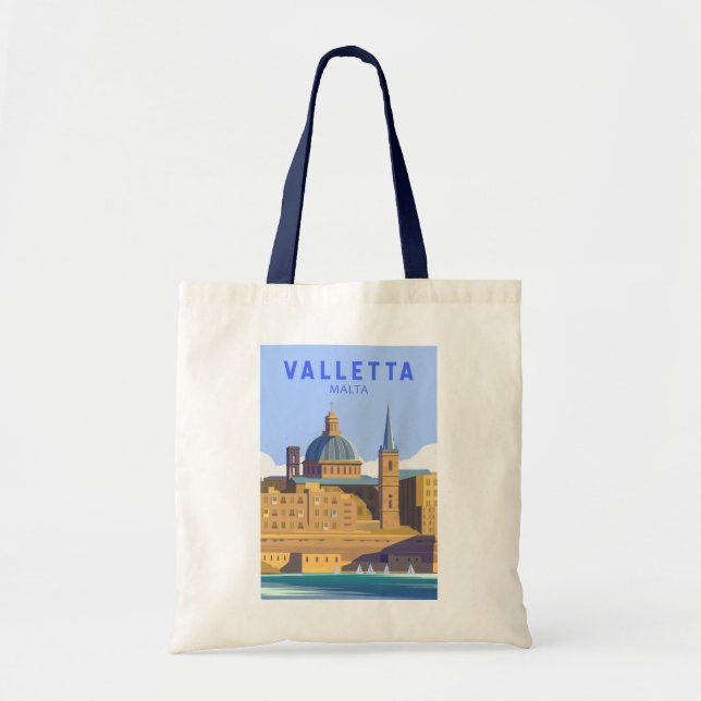 Valletta Malta Travel Vintage Art Tote Bag (Front)