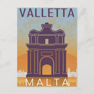 Valletta Malta Travel Vintage island mediterranean Postcard