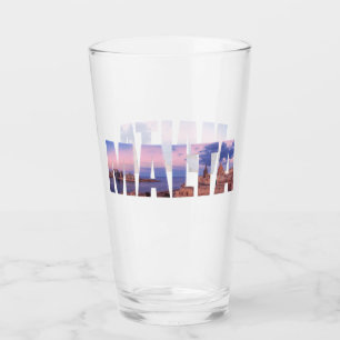 Valletta old town and harbor Malta text Glass