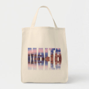 Valletta old town and harbor Malta text reflection Tote Bag