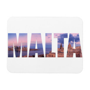 Valletta old town and harbour Malta text Magnet