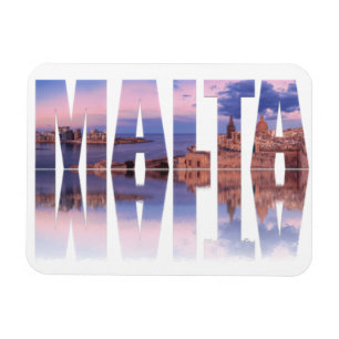 Valletta old town and harbour Malta text reflectio Magnet