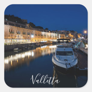 Valletta waterfront district with small harbor square sticker