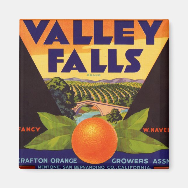 Valley Falls Orange Crate Label Magnet (Front)