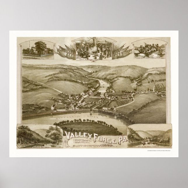 Valley Forge, PA Panoramic Map - 1890 Poster (Front)