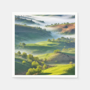 Valley Nature Outdoors Landscape Calm Tranquil Napkin
