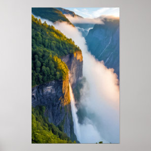 Valley Nature Waterfall Outdoors Landscape Calm Poster