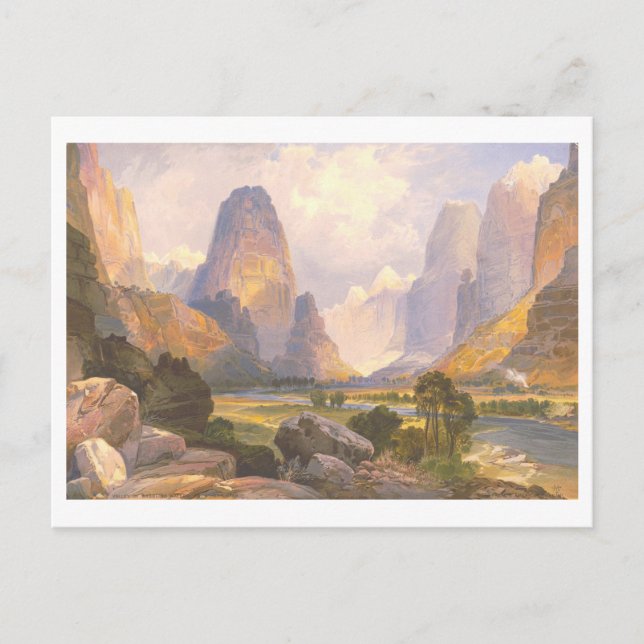 Valley of Bubbling Waters Vintage Prang Lithograph Postcard (Front)