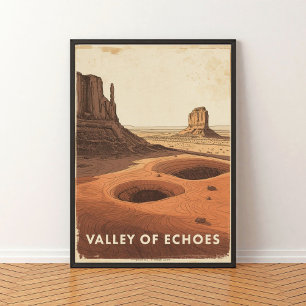 Valley of Echoes - Vintage Desert Exploration Poster