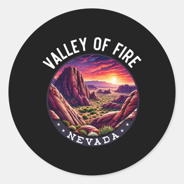 Valley Of Fire Hiking Souvenir  Classic Round Sticker (Front)