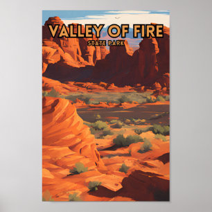Valley of Fire State Park Retro Travel Poster